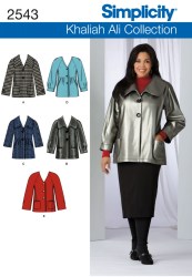 2543 Simplicity ALI KHALIAH BUTTON JACKET, COLLAR OR NOT PATTERN 10-18 or 20w-28w choice uncut
